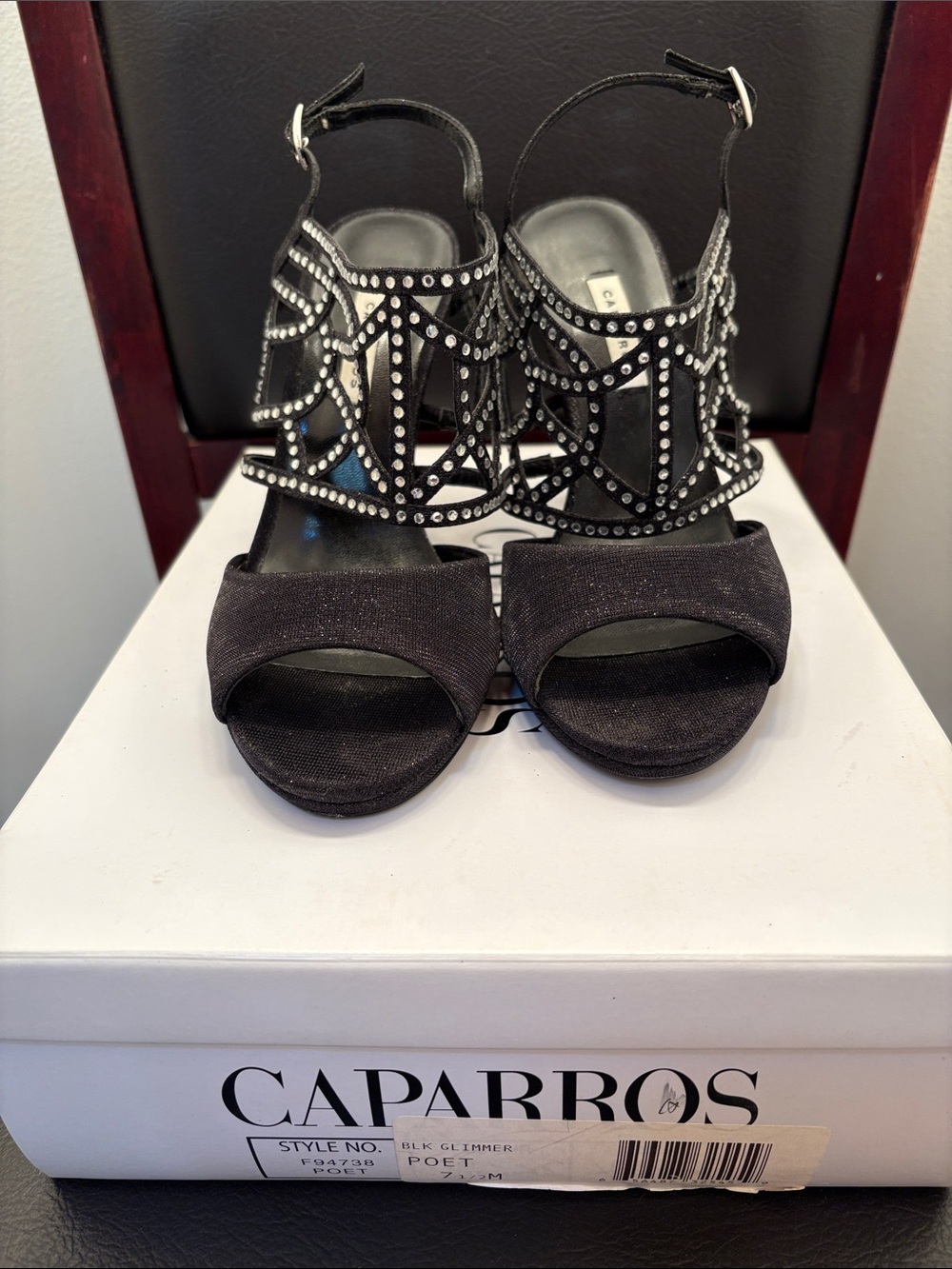 Caparros Women’s Elegant Black Glitter Dress Shoes Size 7.5